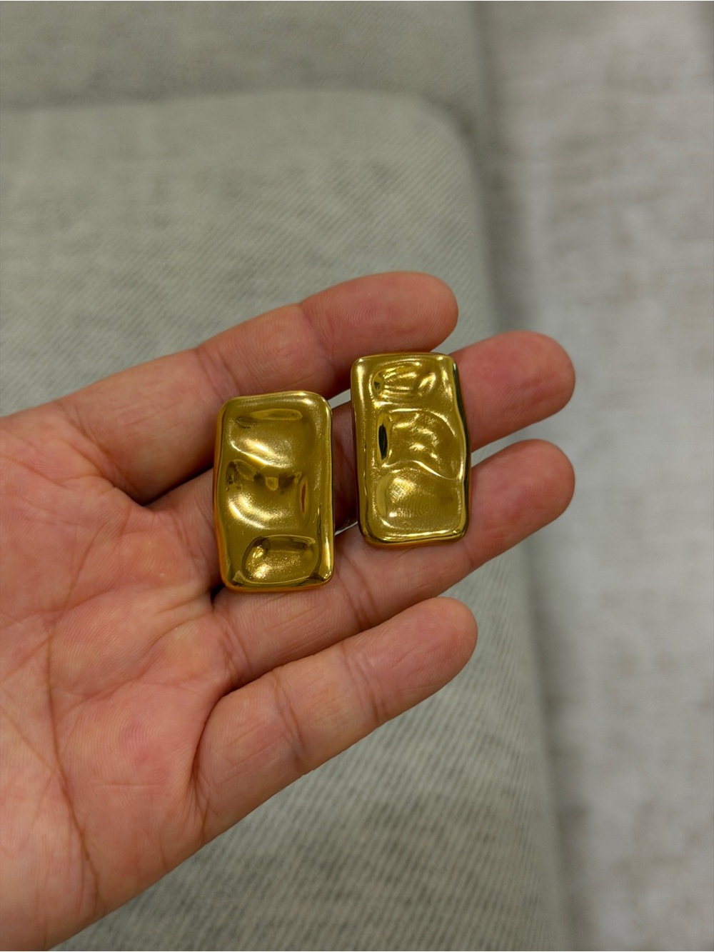 Gold Tone Rectangle Statement Earrings - Women Jewelry